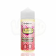A 120ml bottle of Loaded e-liquid with Strawberry Jelly Donut flavoring, designed for use in vaping devices. The bottle is labeled with the product name and comes with a child-resistant cap.